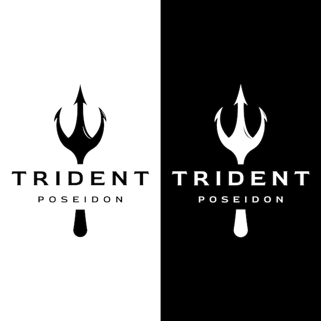 Simple vintage poseion trident spear template Logo design