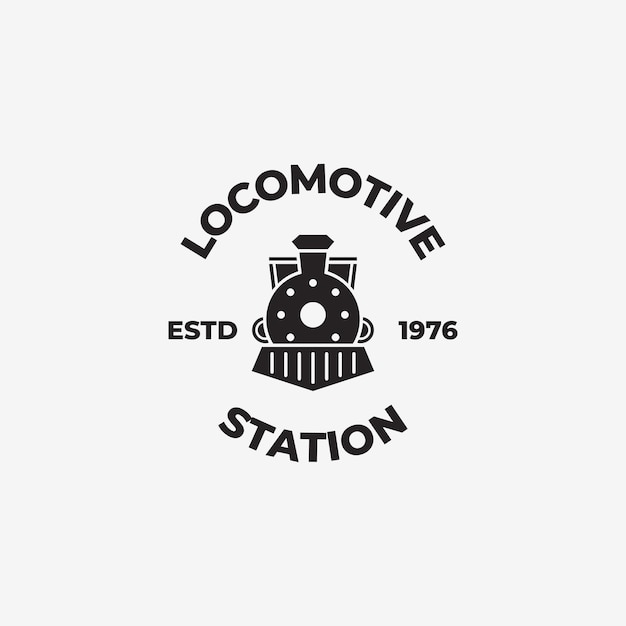 Simple Vintage Train locomotive logo vector illustration