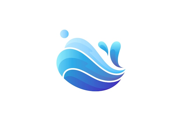 Simple waves and water splash 3D logo design