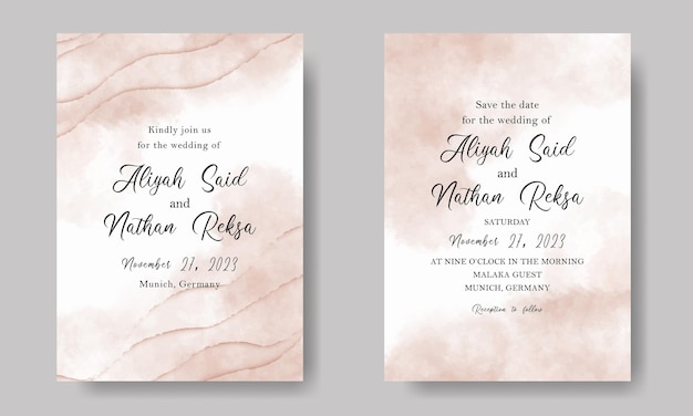 Simple Wedding Invitation Design Template with Grunge Background