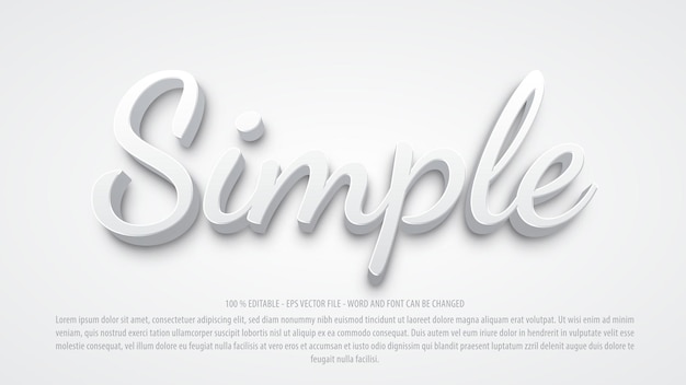 Simple white 3d editable text effect