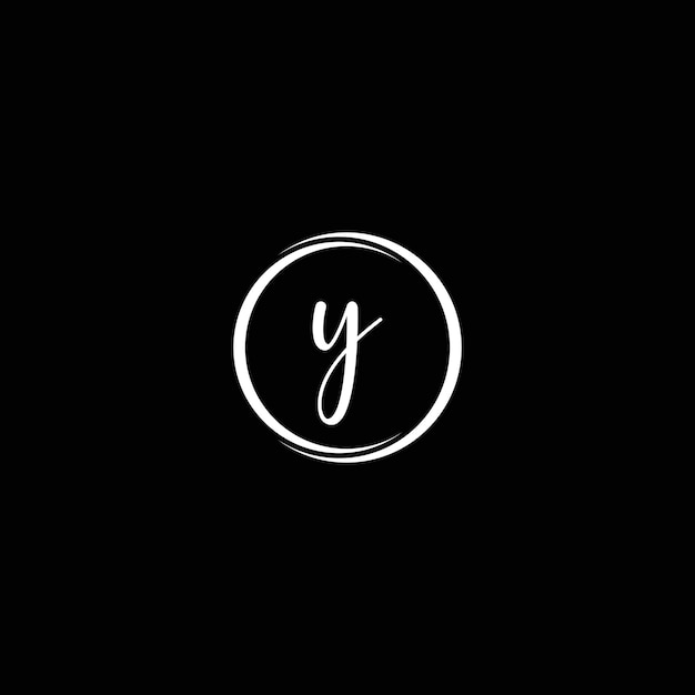 Simple white letter y logo with ring and black background