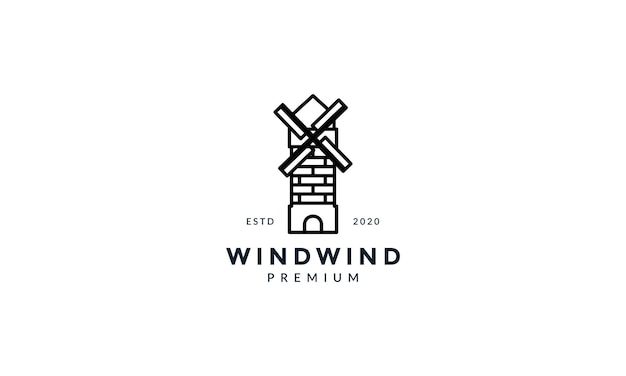 Simple windmill line outline logo vector icon design