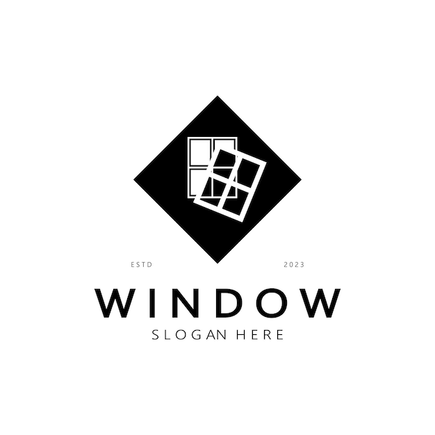 simple window logo design for interior construction architecture property business vector