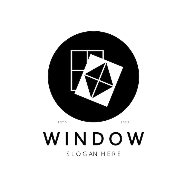 simple window logo design for interior construction architecture property business vector