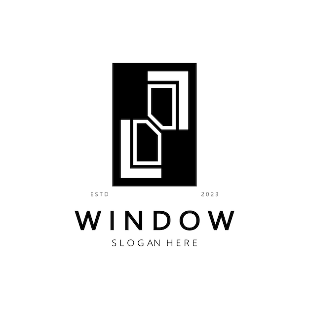 simple window logo design for interior construction architecture property business vector