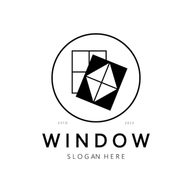 simple window logo design for interior construction architecture property business vector