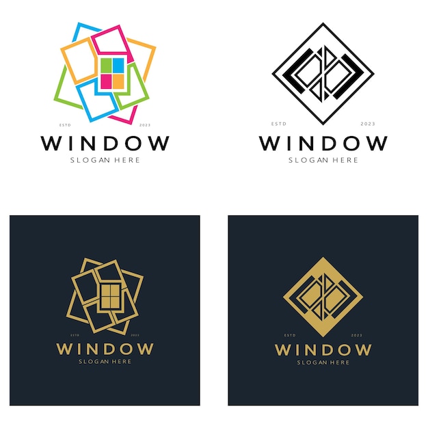 Simple window logo design for interior construction architecture property business vector