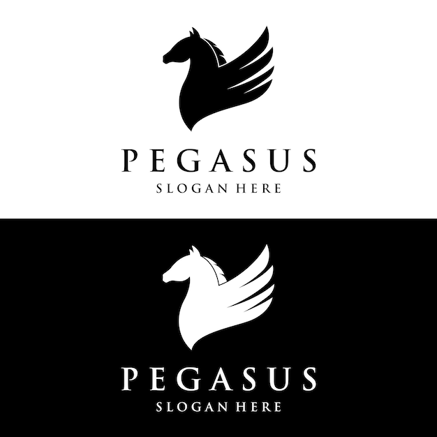 Simple winged horse or pegasus Logo template design with creative idea