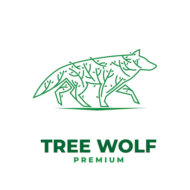 Simple Wolf Tree Illustration Logo