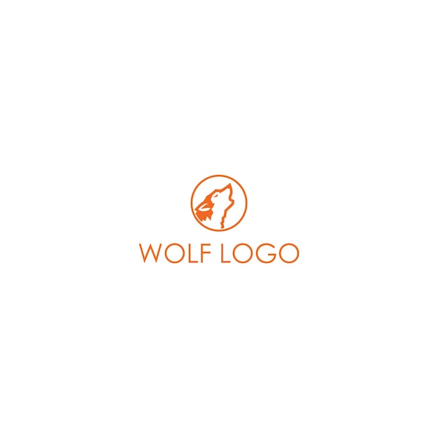 simple wolf with circle logo vector