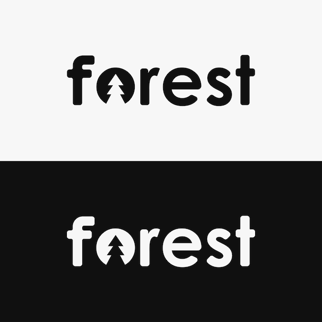 Simple wordmark pine forest logo icon vector template on white background