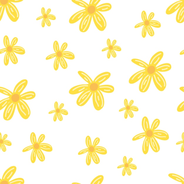 Simple yellow flowers petals seamless repeatable pattern background Nature ecology botanic and gardening concept backdrop