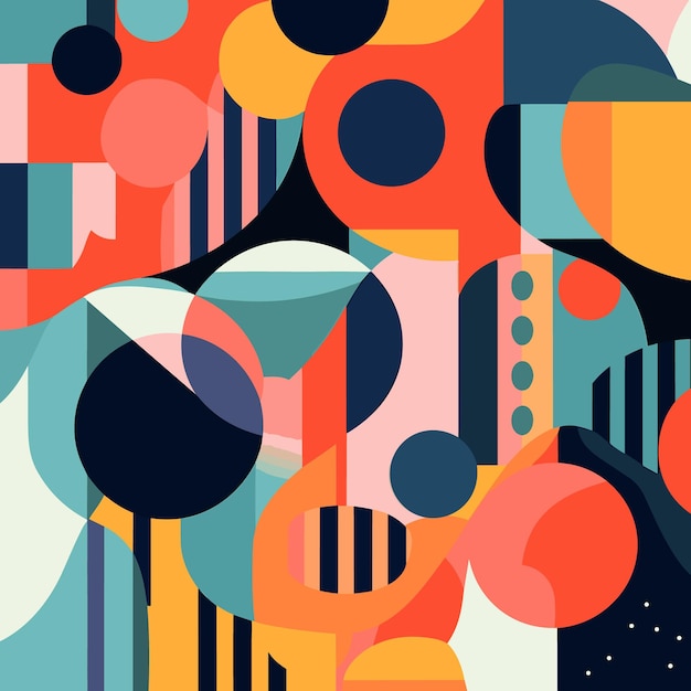 Simplicity in Color Dazzling Abstract Patterns with Flat and Colorful Shapes