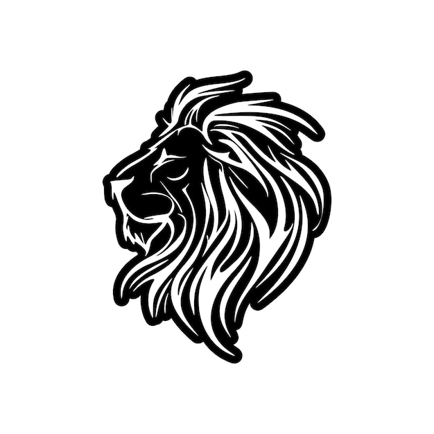 Simplistic lion logo featuring monochrome vector graphics