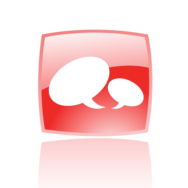 Simplistic Speech Bubbles Symbol on a Red Glossy Square