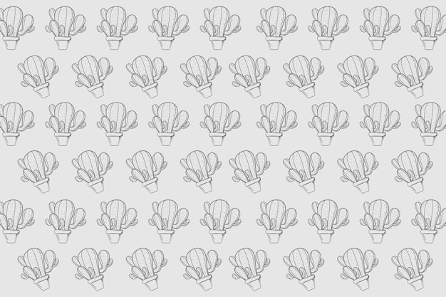 simply doodle cactus vector pattern