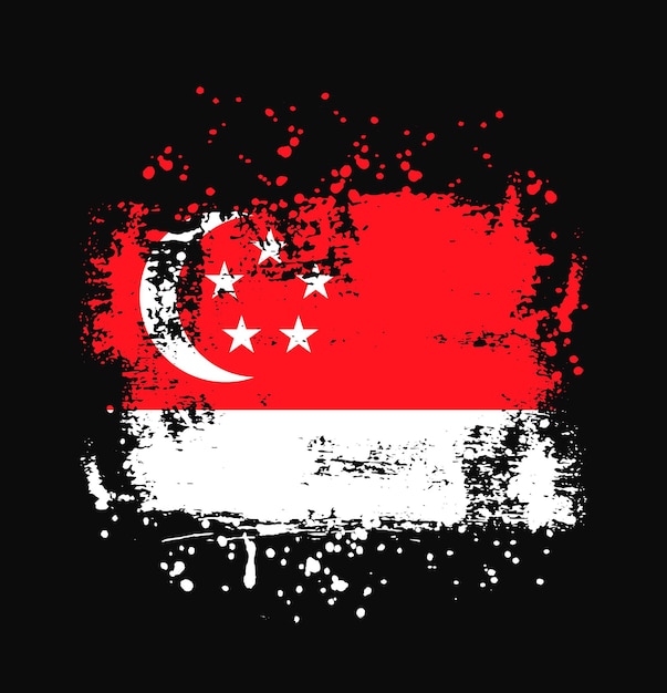 Singapore flag brush grunge splatter vector