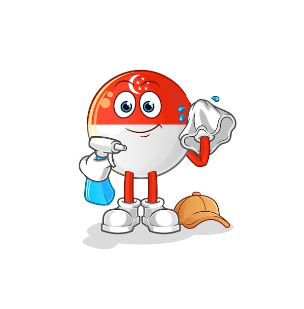 Singapore flag cleaner vector cartoon character