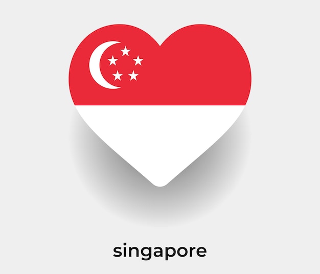 singapore flag heart shape icon vector illustration