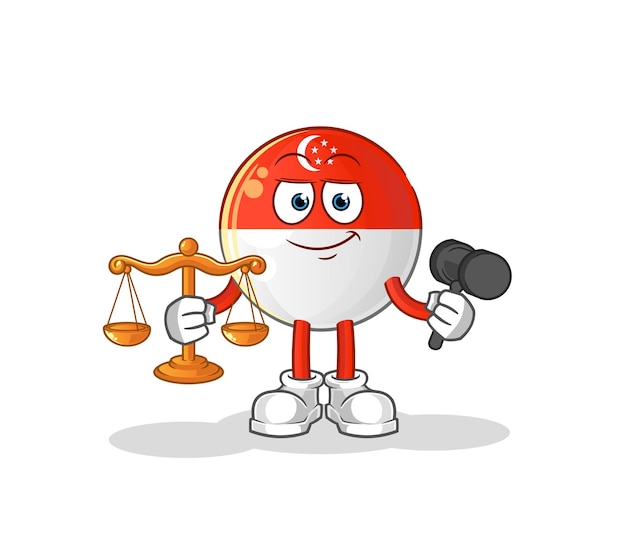 Singapore flag lawyer cartoon. cartoon mascot vector