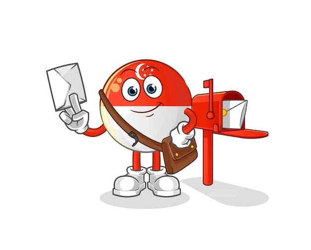 Singapore flag postman vector cartoon character