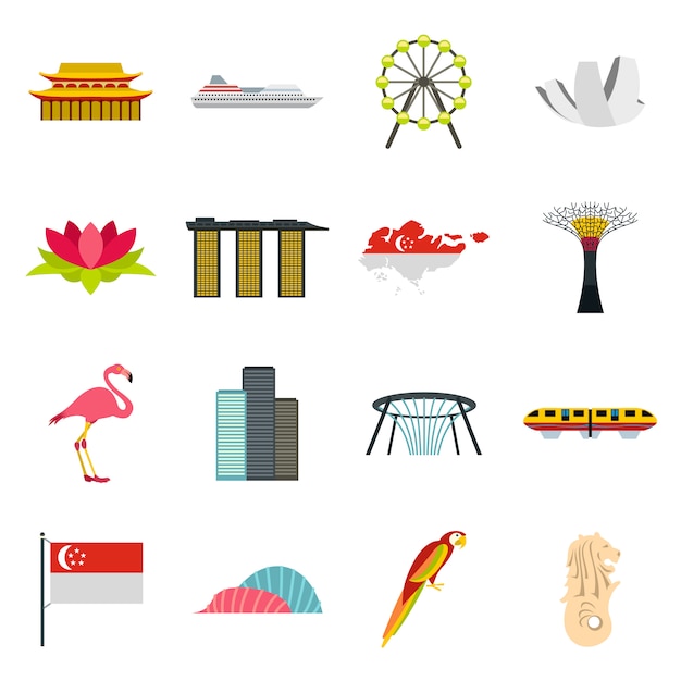 Singapore icons set