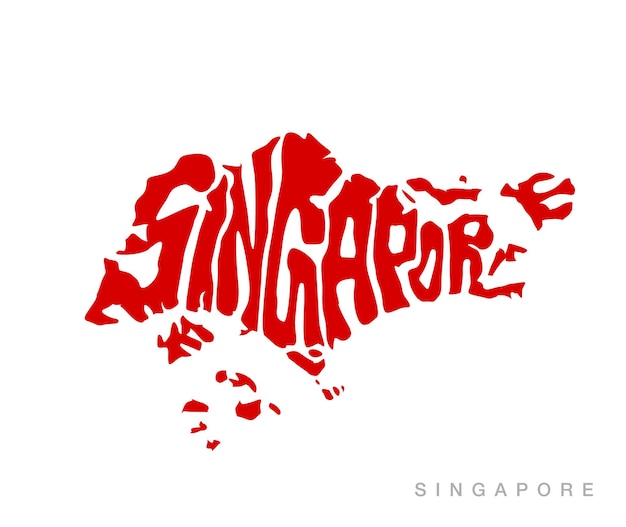 Singapore map typography Singapore written in map shape Map lettering