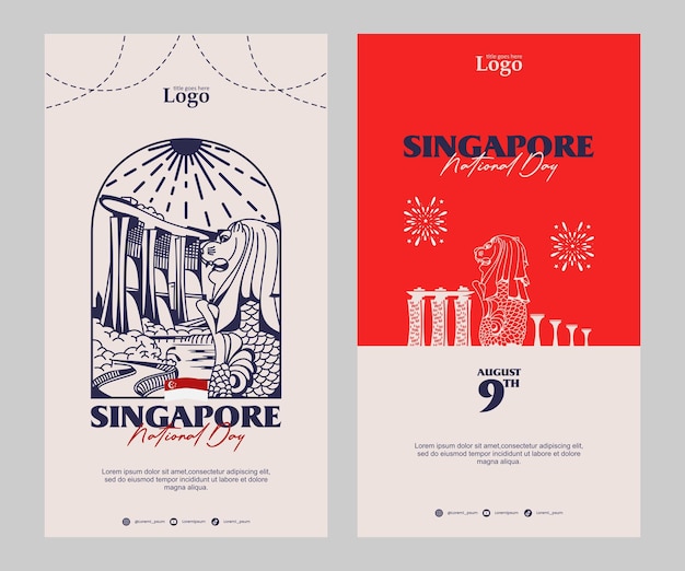 Vector singapore national day in august social media stories