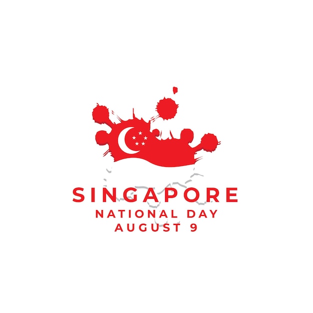 Singapore national day with flag style brush logo vector icon symbol illustration design