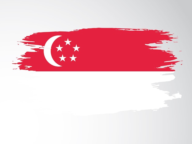 Singapore vector flag painted with a brush