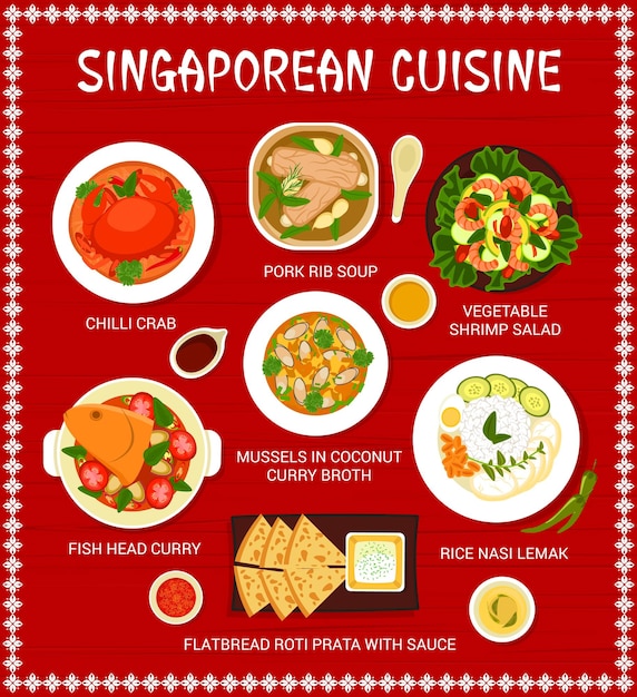 Singaporean cuisine food menu design template