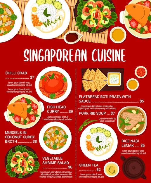 Singaporean cuisine menu page design template