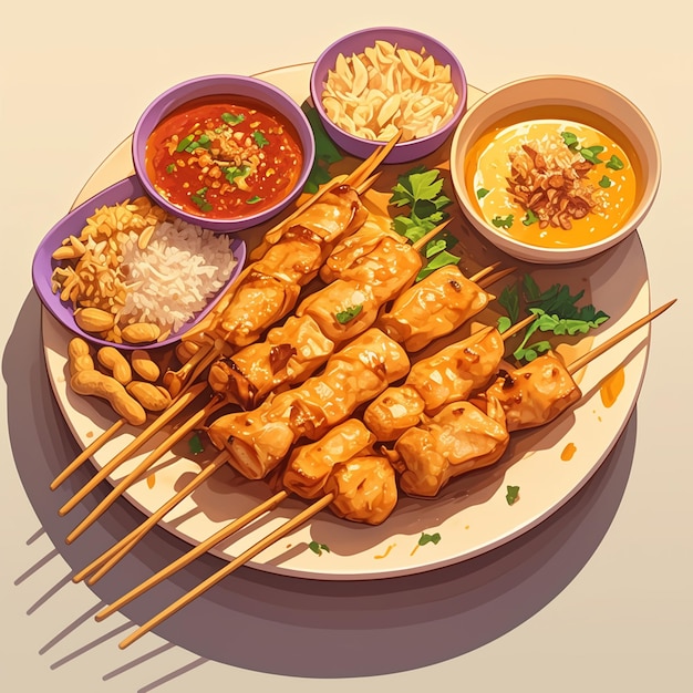 Singaporean Satay and Peanut Skewers