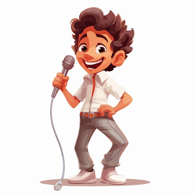 Vector singer boy cartoon character illustration