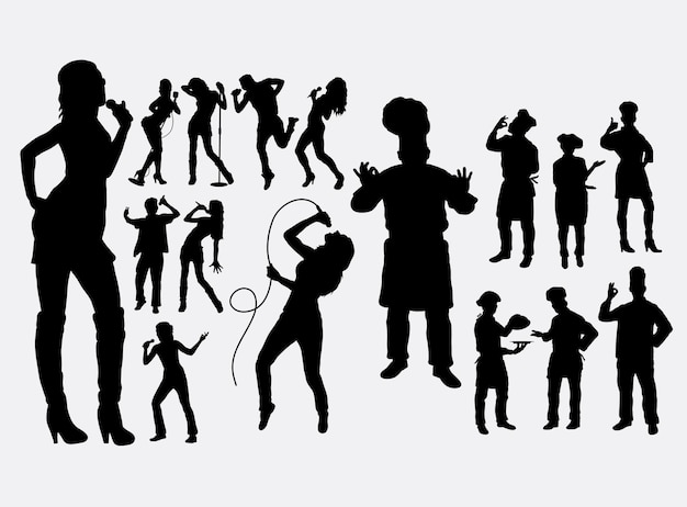 singer and master chef profession silhouette