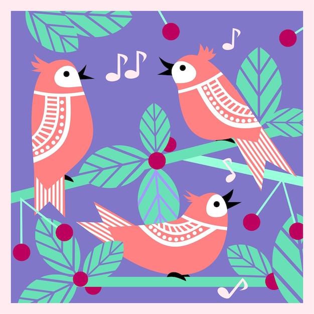 Singing birds on the tree