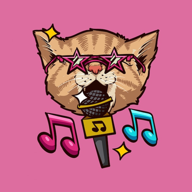 singing cat illustration, character design