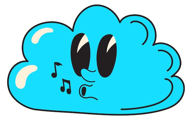 Singing cloud Retro cartoon character color sticker