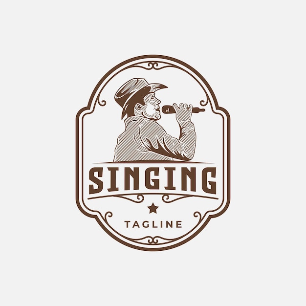 Singing Vintage Logo Design Illustration