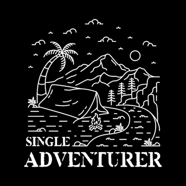 Single Adventurer Monoline Illustration