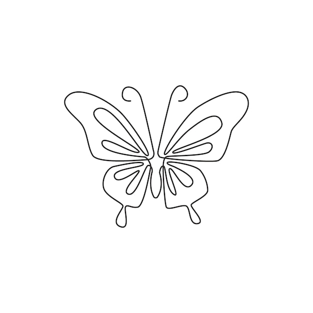 Single continuous line drawing of butterfly for logo Beauty salon and healthcare company icon