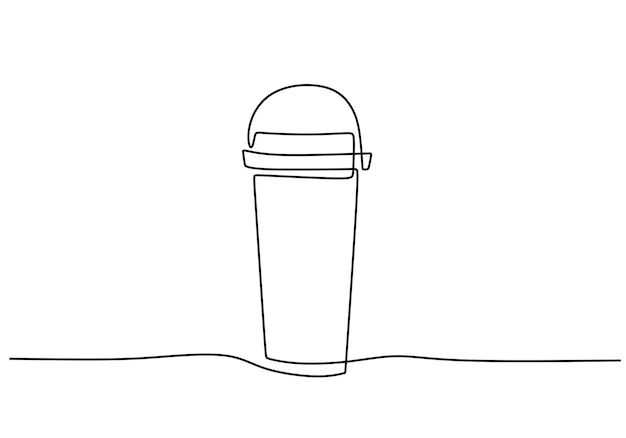 Single continuous line drawing of a coffee tumblr isolated on white background Coffee drink concept display for coffee shop minimalism design hand drawn line art Vector illustration