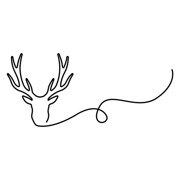 Vector single continuous line drawing of elegance head deer vector