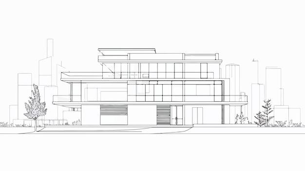 Single Continuous Line Drawing of Luxury House Building