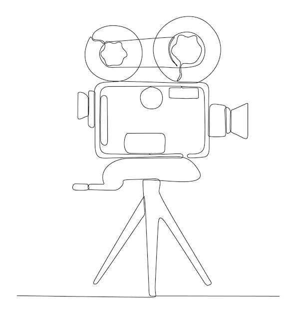 Single continuous line drawing of retro old classic video player