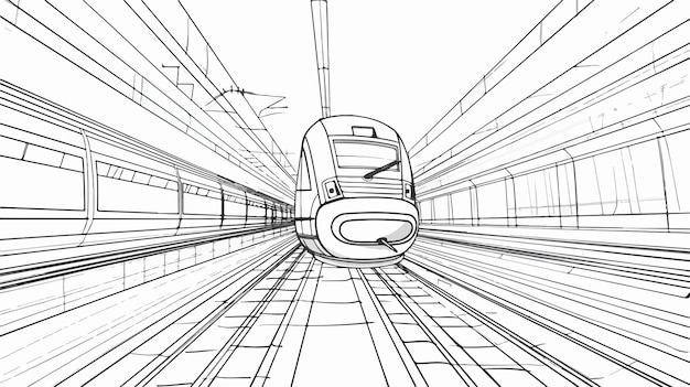 Single Continuous Line Drawing of Train