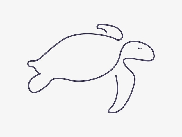 Single continuous line drawing of turtle logotype One line draw graphic design vector illustration