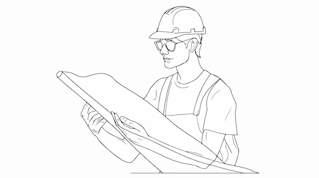 Single continuous line drawing of young male architect