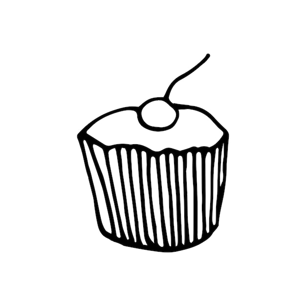 Single hand drawn cake. Doodle vector illustration.